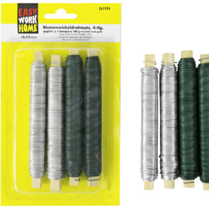 Blumenwickeldrahtsatz, 4-tlg, je 2 Stangen a 100gr. In verzinkt und grün
