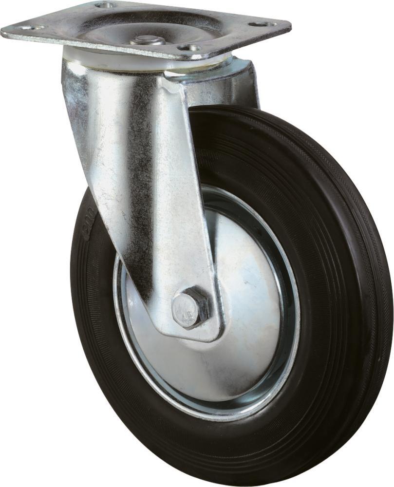 Lenkrolle 125mm L400.B55 Platte,Gummi schw.,RL L400.B55.126