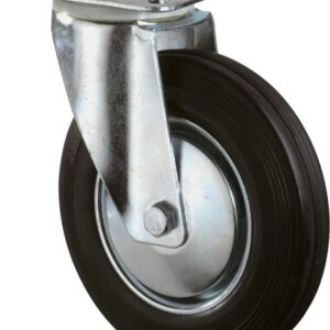 Lenkrolle 200mm L400.B55 Platte,Gummi schw.,RL L400.B55.201