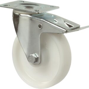 Lenkrolle 125mm L420.B10 Platte,Kst.weiß,RL,Fest L420.B10.125