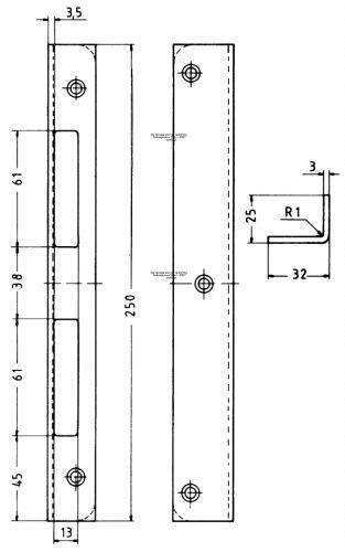 Winkel-Schließblech DIN links Nr. 15-3E hell verzinkt