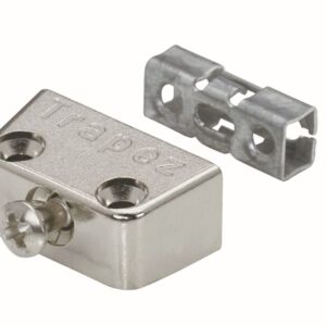 Aufschraub-Verbindungsbeschlag Trapez, 15,8 x 40 x 20,5 mm, Zinkdruckguss, vernickelt