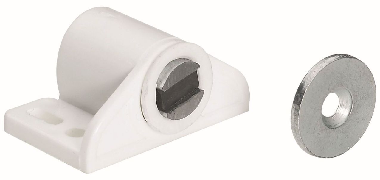 Aufschraub-Magnetschnäpper 2 kg, verstellbar, 33 x 18 x 27 mm, verzinkt, weiß