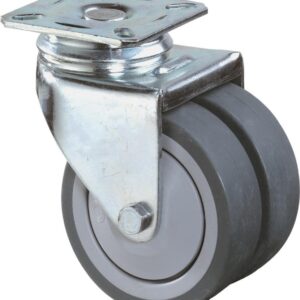 Doppellenkrolle 75mm B100Platte,Gummirad,KL B100.A85.075