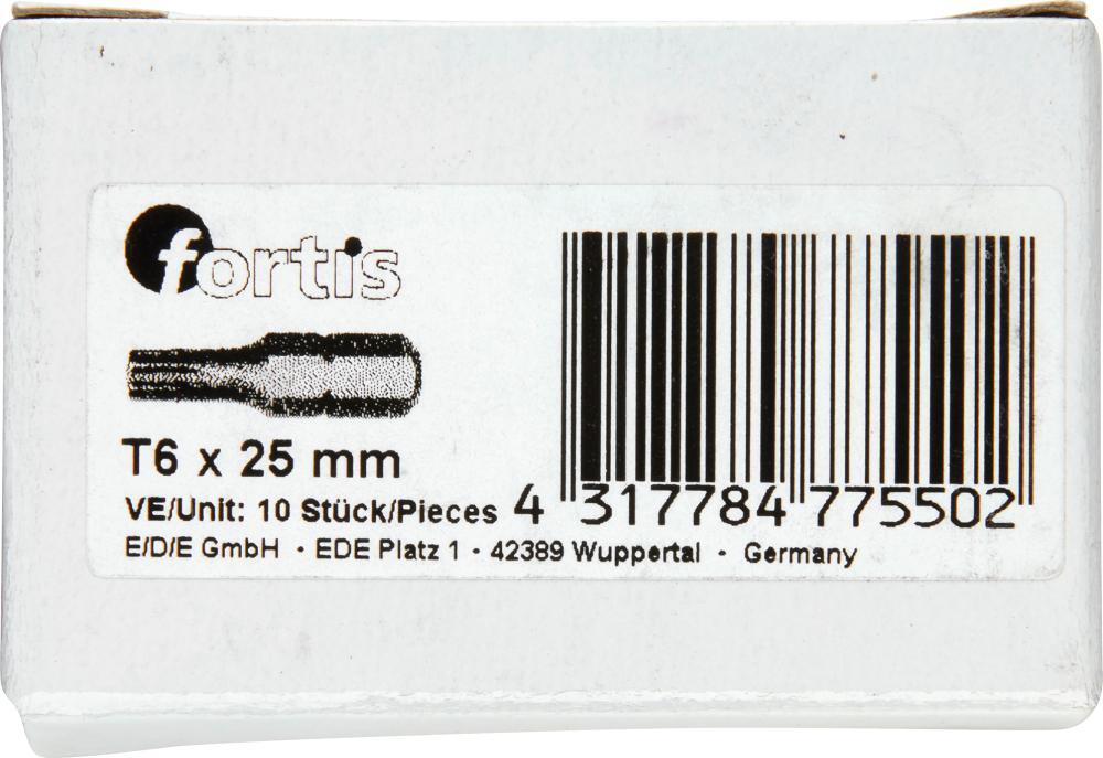 Bit zähhart 1/4" DIN3126 C6,3 T6x25mm 10er Pack FORTIS