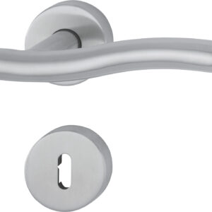 Rosetten-Drücker-Garnitur Edelstahl matt