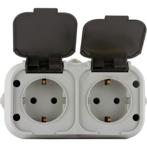 Steckdose Standard 2-fach grau Aufputz