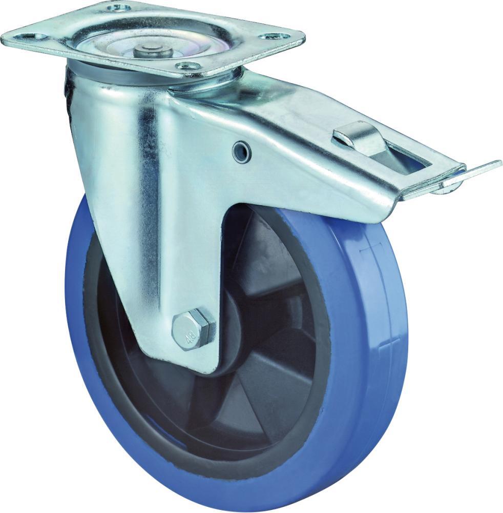 Lenkrolle 200/50mm L420 Platte,Elastik bl.RL,FestL420.B61.200