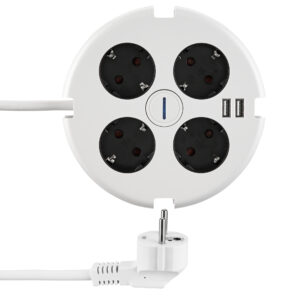 Steckdosenleiste PowerDisc 4-fach + USB 1,4m weiß