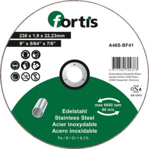 Trennscheibe Edelstahl 230 x 1,9mm gerade FORTIS