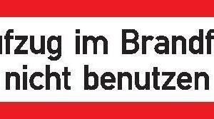 Aufzug im Brandfall n. b.148x52mm, Folie, selbstk.