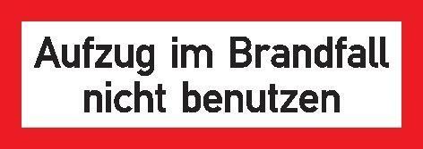 Aufzug im Brandfall n. b.148x52mm, Folie, selbstk.