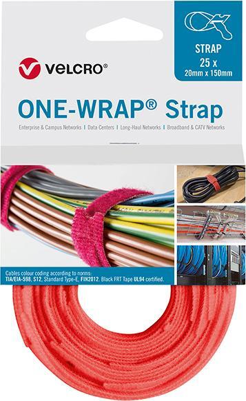 VELCRO Klettkabelbinder One Wrap Strap 20 x 200mm, orange, 25 St