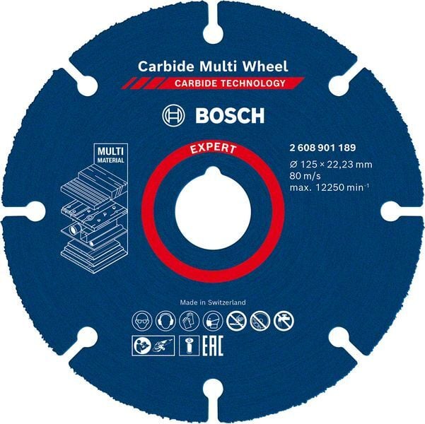 EXPERT Carbide Multi Wheel Trennscheibe, 125 mm, 22,23 mm. Für kleine Winkelschleifer