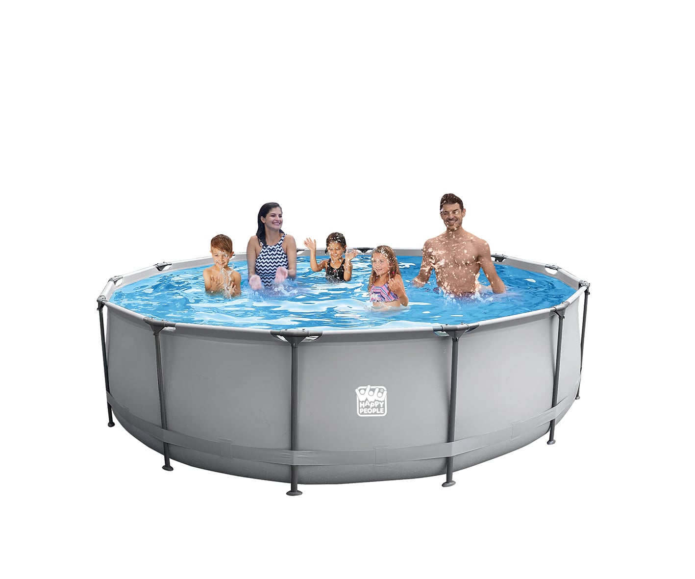 Stahlrahmenpool-Set mit Filterpumpe, grau