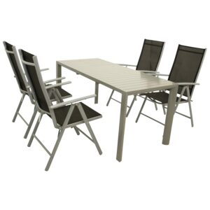 Garnitur 5-teilig, Ausziehtisch, Aluminium/Textillene