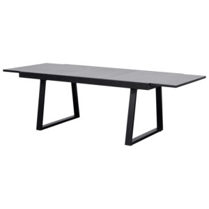 Ausziehtisch 180/240x100cm mit Kufengestell, Alu anthrazit + Glas in Keramikoptik