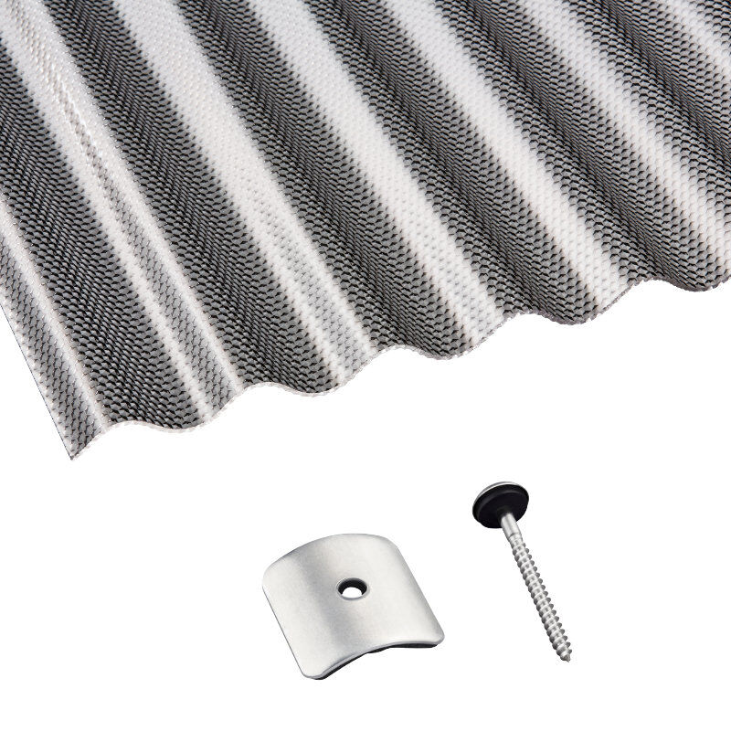 Terrassendach-Set | Acrylglas | Sinusplatte | 76/18 | 3 mm | Wabenstruktur | graphit 1 Terrassendach-Set | Acrylglas | Sinusplatte | 76/18 | 3 mm | Wabenstruktur | graphit