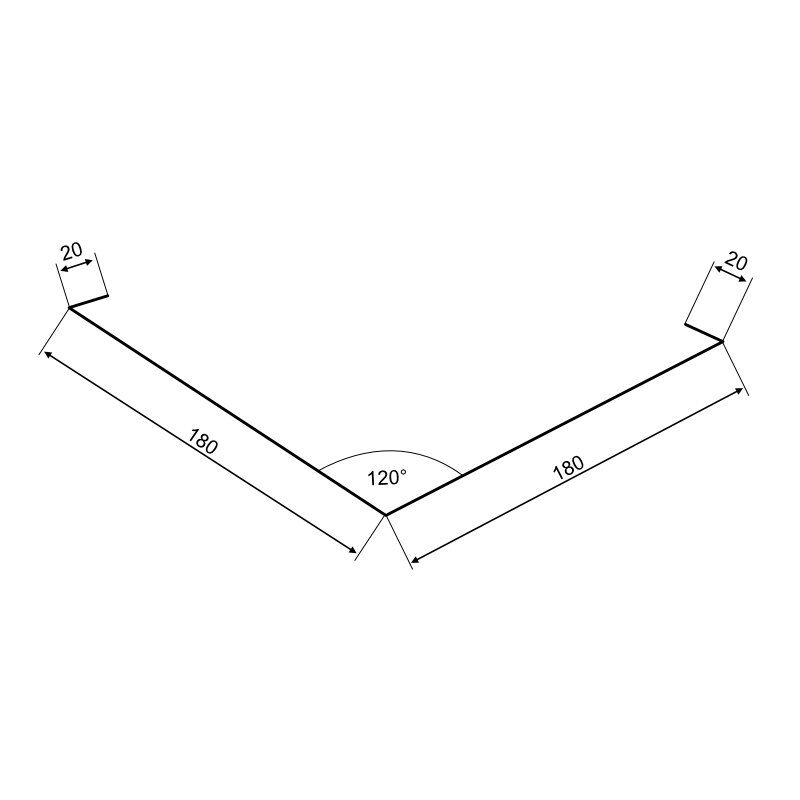 Kehlblech | 180 x 180 x 2000 mm | Innenwinkel 120° 1 Kehlblech | 180 x 180 x 2000 mm | Innenwinkel 120°