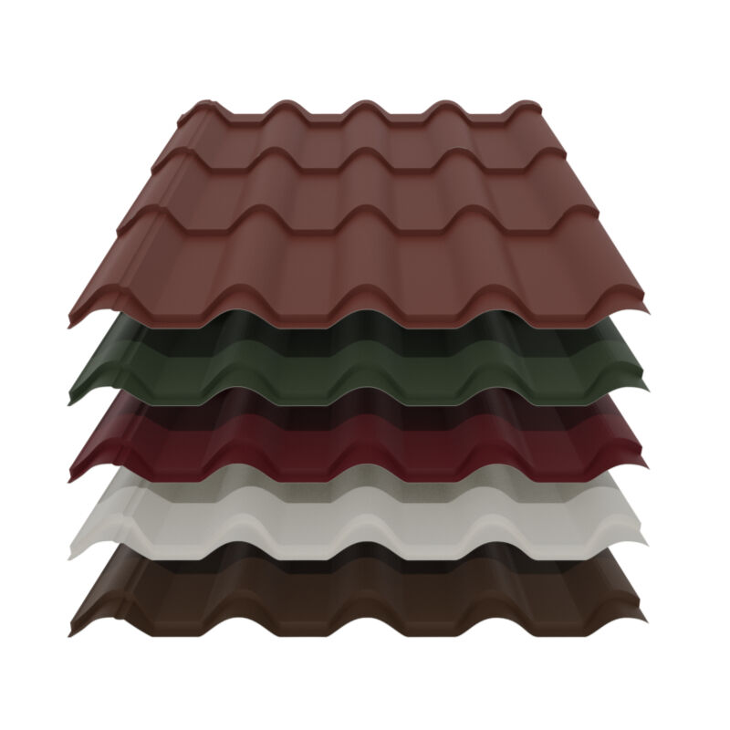 Pfannenblech Typ Europa | 0,50 mm | Stahl | Modullänge 350 mm | 25 µm Polyester 1 Pfannenblech Typ Europa | 0,50 mm | Stahl | Modullänge 350 mm | 25 µm Polyester