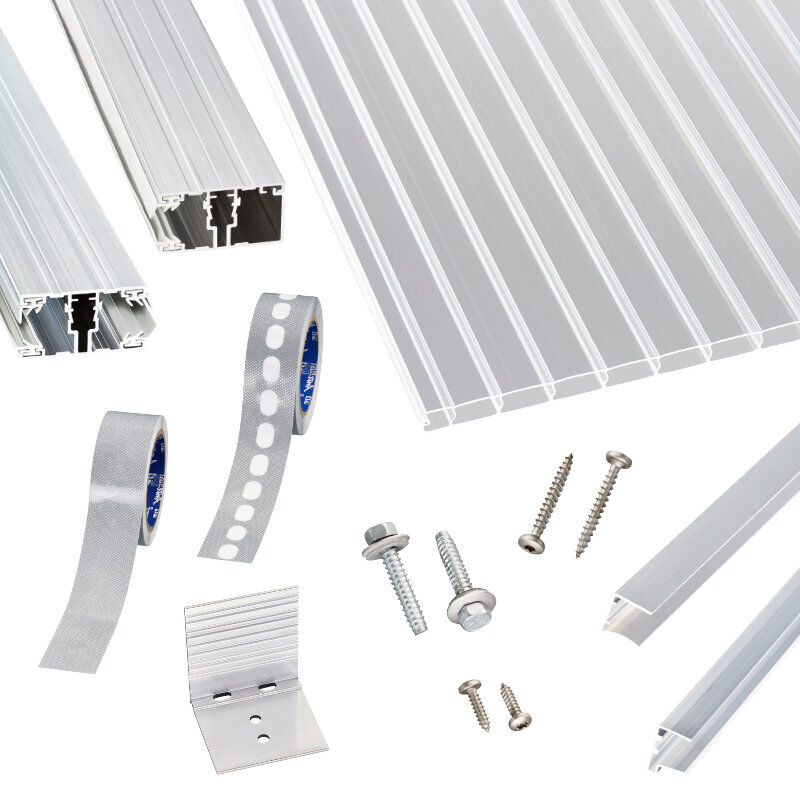 Terrassendach-Set | Polycarbonat Doppelstegplatten | hochwertigem Alu Verlegeprofil | 16 mm | glasklar 1 Terrassendach-Set | Polycarbonat Doppelstegplatten | hochwertigem Alu Verlegeprofil | 16 mm | glasklar