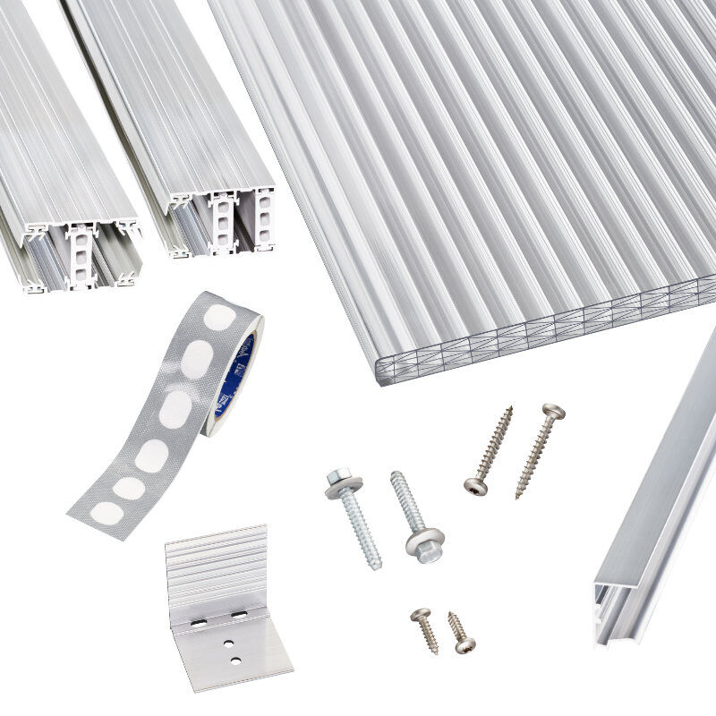 Terrassendach-Set | Polycarbonat Stegplatten | Thermo Alu Verlegeprofil | 25 mm | glasklar 1 Terrassendach-Set | Polycarbonat Stegplatten | Thermo Alu Verlegeprofil | 25 mm | glasklar