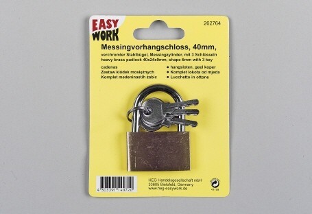 Easy Work Messingvorhangschloss, 40mm, verchromter Stahlbügel 1 Easy Work Messingvorhangschloss, 40mm, verchromter Stahlbügel