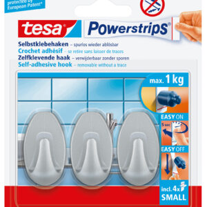 Tesa Powerstrips Haken Oval matt-chrom