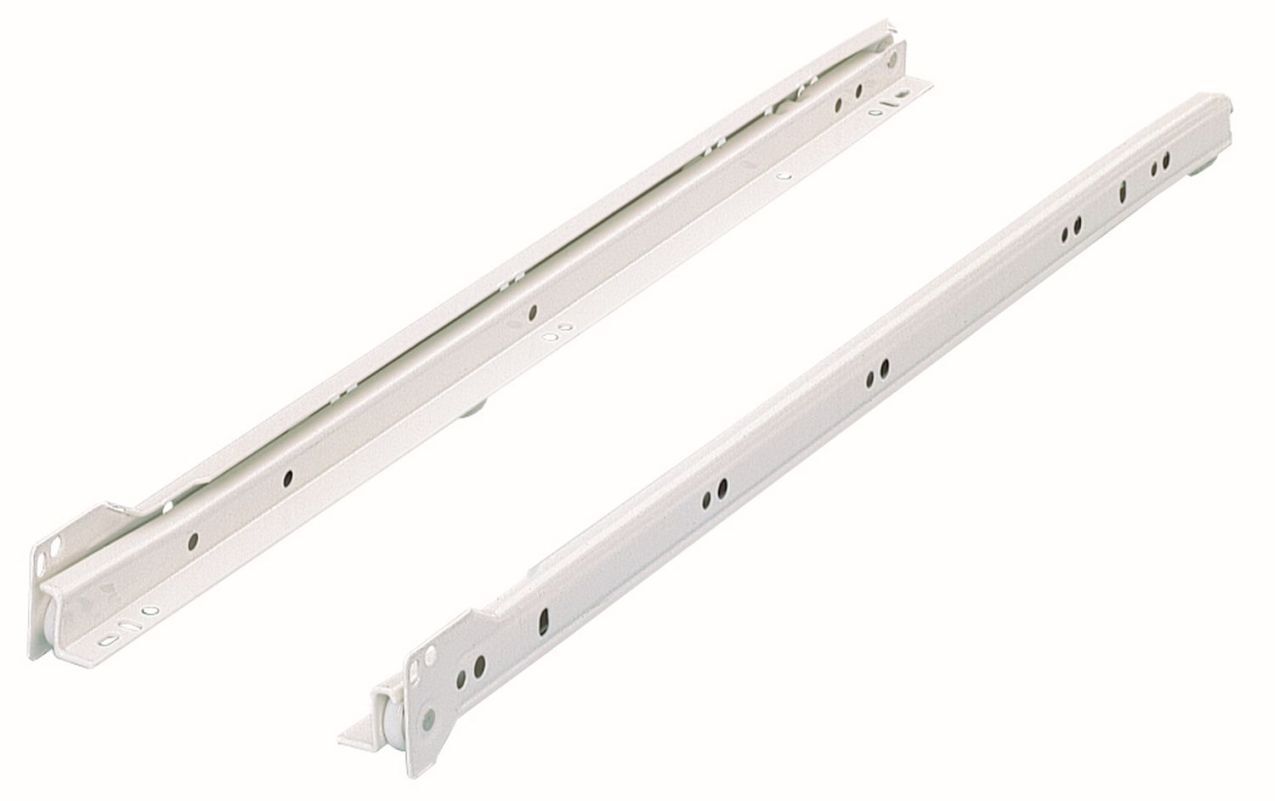 Rollschubführung Teilauszug FR 302, Nennlänge 350 mm, 20 kg, Stahl, pulverbeschichtet, weiß 1 Rollschubführung Teilauszug FR 302, Nennlänge 350 mm, 20 kg, Stahl, pulverbeschichtet, weiß