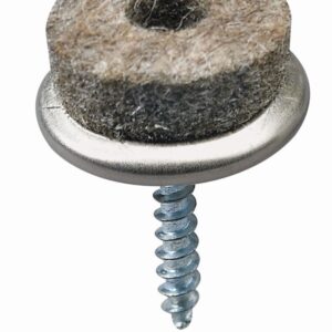 Parkettgleiter zum Anschrauben, Ø 20 x 26 mm, Metall, Wollfilz, vernickelt, grau