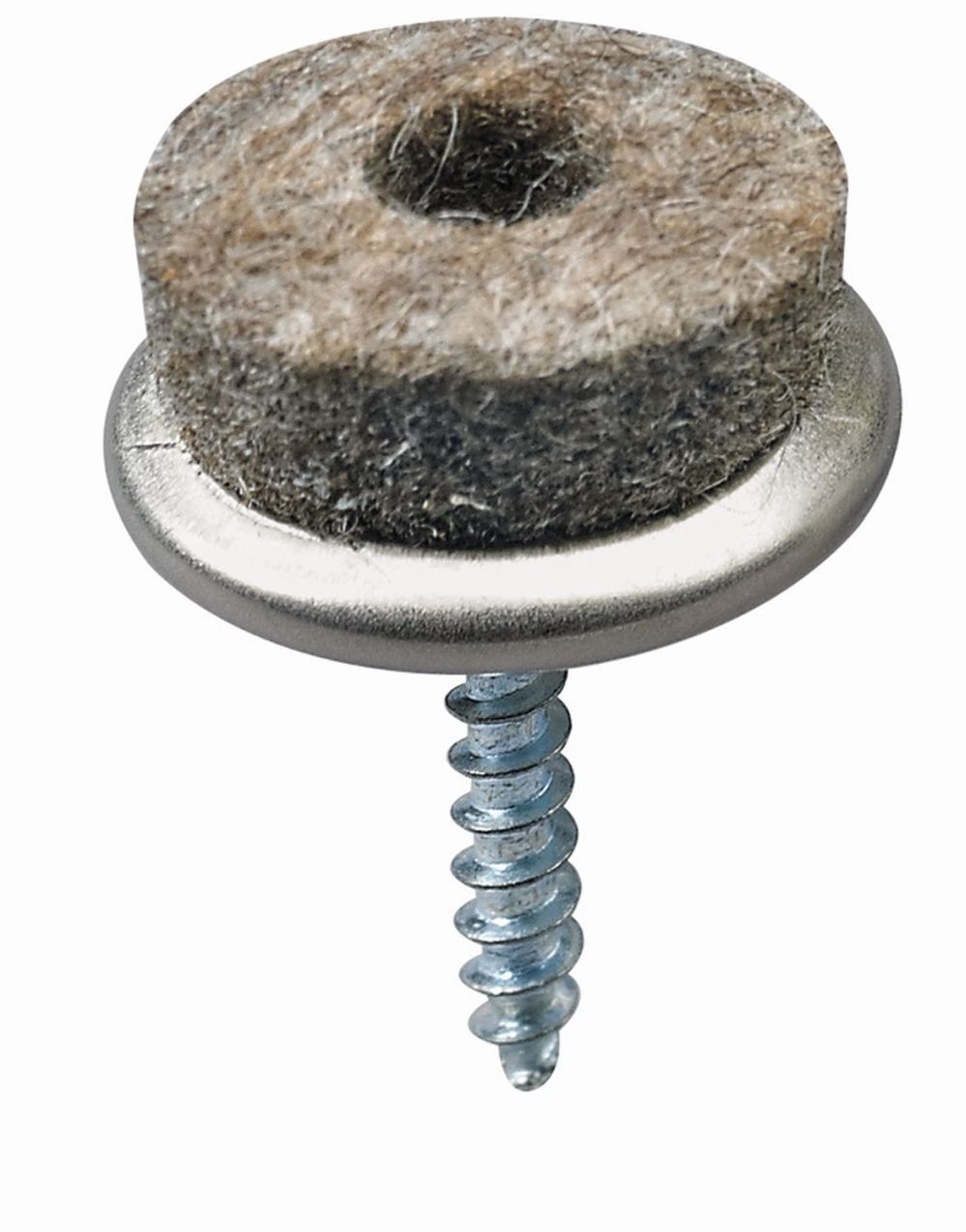 Parkettgleiter zum Anschrauben, Ø 20 x 26 mm, Metall, Wollfilz, vernickelt, grau 1 Parkettgleiter zum Anschrauben, Ø 20 x 26 mm, Metall, Wollfilz, vernickelt, grau