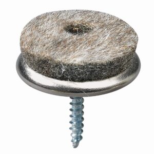 Parkettgleiter zum Anschrauben, Ø 28 x 26 mm, Metall, Wollfilz, vernickelt, grau