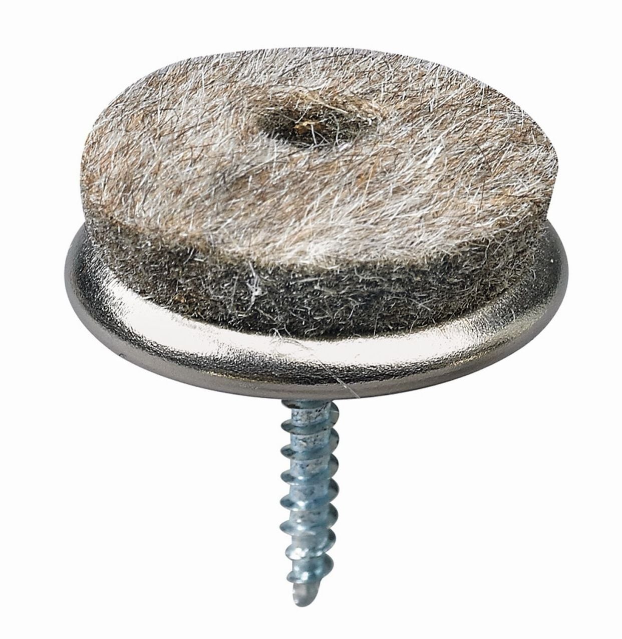 Parkettgleiter zum Anschrauben, Ø 28 x 26 mm, Metall, Wollfilz, vernickelt, grau 1 Parkettgleiter zum Anschrauben, Ø 28 x 26 mm, Metall, Wollfilz, vernickelt, grau