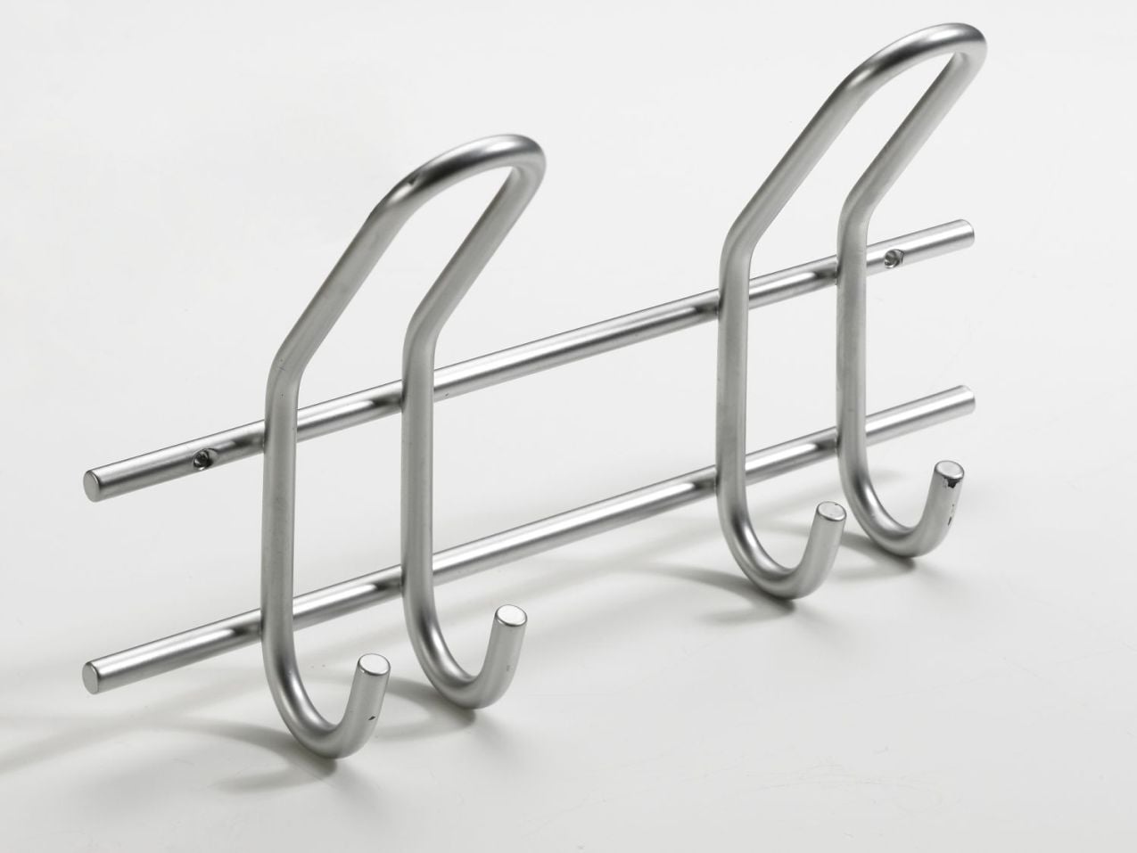 Garderobenleiste, 2 Haken, 285 x 165 x 75 mm, Stahl silberfarben