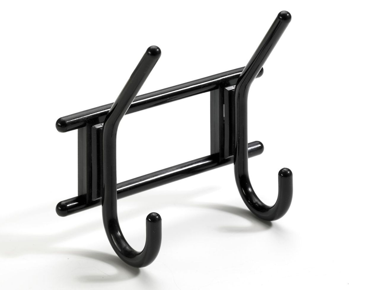 Garderobenleiste, 2 Haken, 163 x 150 x 70 mm, Kunststoff schwarz 1 Garderobenleiste, 2 Haken, 163 x 150 x 70 mm, Kunststoff schwarz