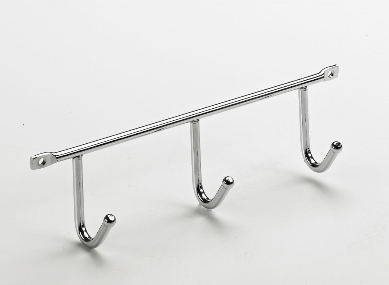 Hakenleiste, 3 Haken, 200 x 52 x 35 mm, Stahl verchromt