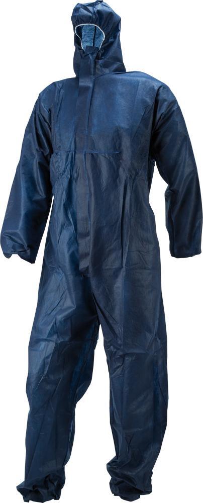 Einwegschmutzanzug aus Polypropylen, Gr. L, blau, FORTIS 1 Einwegschmutzanzug aus Polypropylen, Gr. L, blau, FORTIS