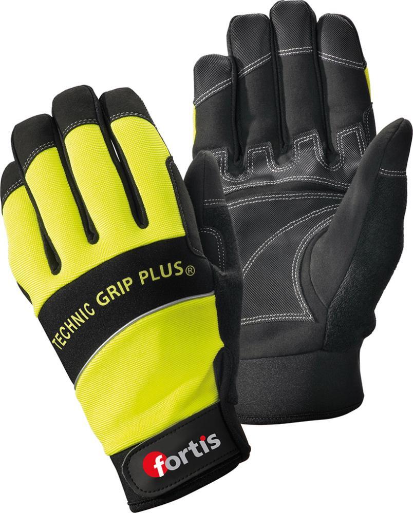 Handschuh Technic Grip +,Gr.8,gelb/schw.,FORTIS 1 Handschuh Technic Grip +,Gr.8,gelb/schw.,FORTIS