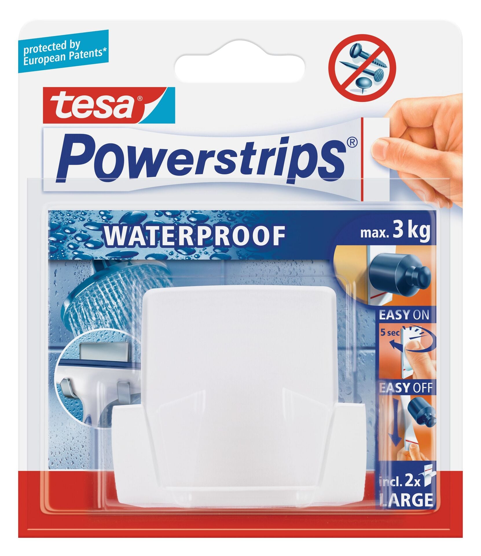 Tesa Powerstrips Waterproof 2er Haken Wave 1 Tesa Powerstrips Waterproof 2er Haken Wave
