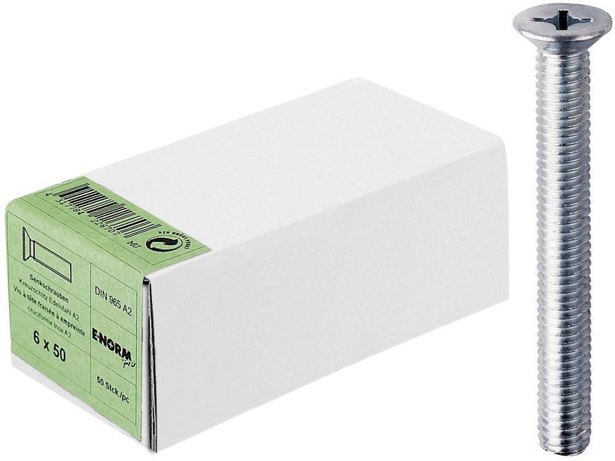 Senkkopfschraube DIN 965 M 6 x 20 A2 E-NORMpro 50 Stück 1 Senkkopfschraube DIN 965 M 6 x 20 A2 E-NORMpro 50 Stück
