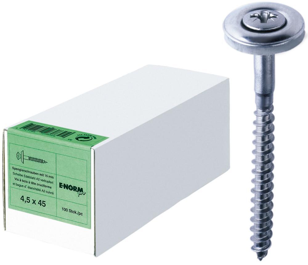 Spenglerschraube A2 4,5x 45 Dichtscheibe-15 E-NORMpro 100 Stück