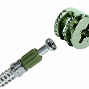 Verbindungsbeschlag Rastex 15 für ≥ 13 mm Fachböden mit Einschraubdübel, Spannmaß 20 mm, Bohr-Ø 5mm