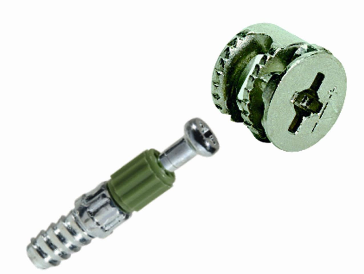Verbindungsbeschlag Rastex 15 für ≥ 13 mm Fachböden mit Einschraubdübel, Spannmaß 20 mm, Bohr-Ø 5mm