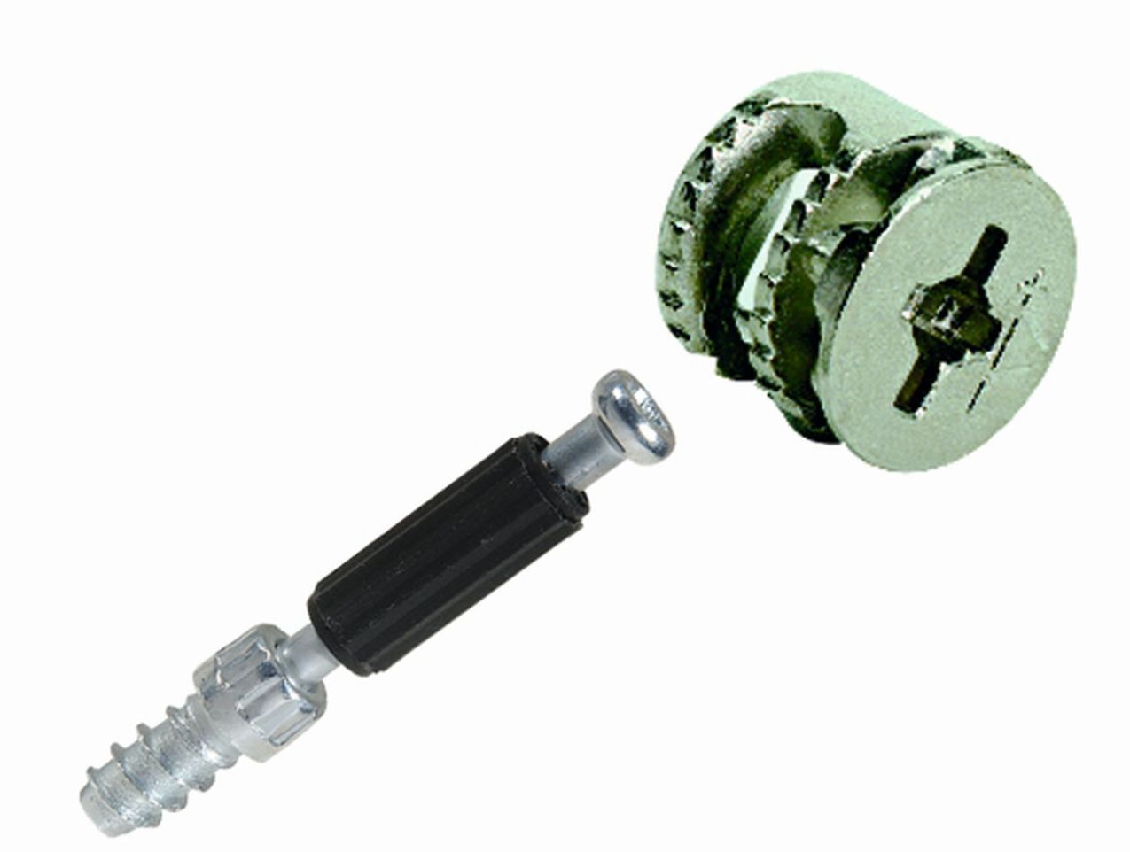 Verbindungsbeschlag Rastex 15 für ≥ 15 mm Fachböden mit Einschraubdübel, Spannmaß 30 mm, Bohr-Ø 5mm