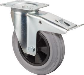 Lenkrolle 200mm L420.B46 Platte,Gummi grau,RL,FestL420.B46.200