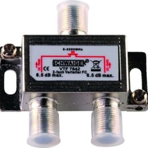 Schwaiger 2-fach Verteiler F-Buchsen SAT m. DC- Durchg.