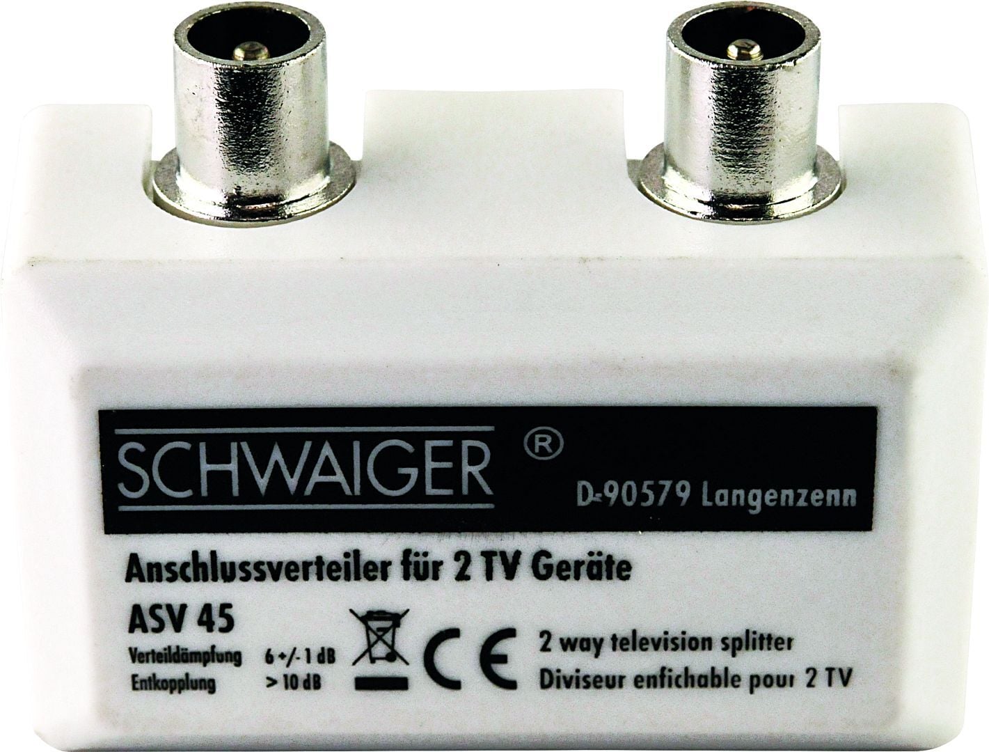 Schwaiger Steck-Anschlußverteiler für 2 FS 1 Schwaiger Steck-Anschlußverteiler für 2 FS