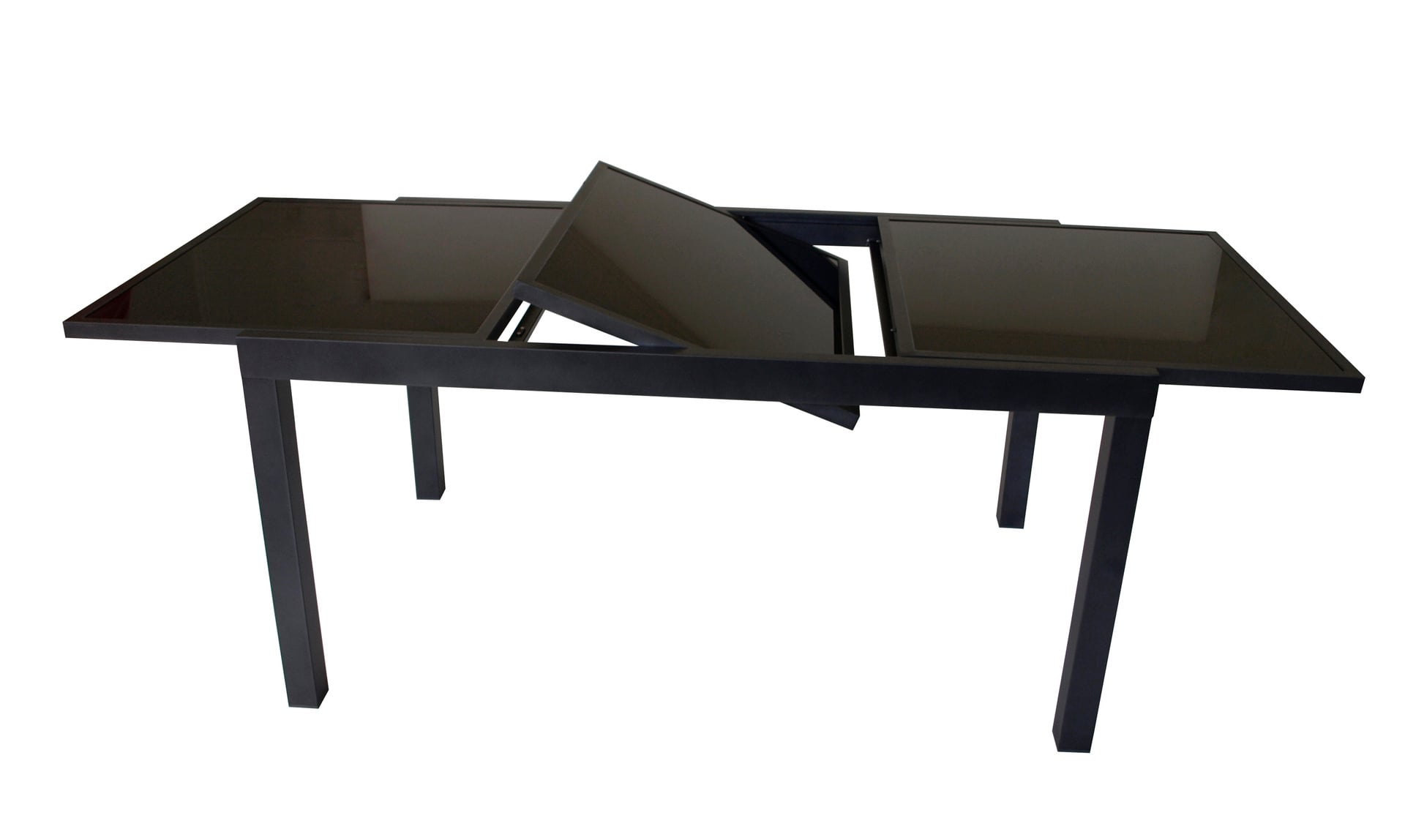 Ausziehtisch TORINO, Aluminium + Glas schwarz 1 Ausziehtisch TORINO, Aluminium + Glas schwarz