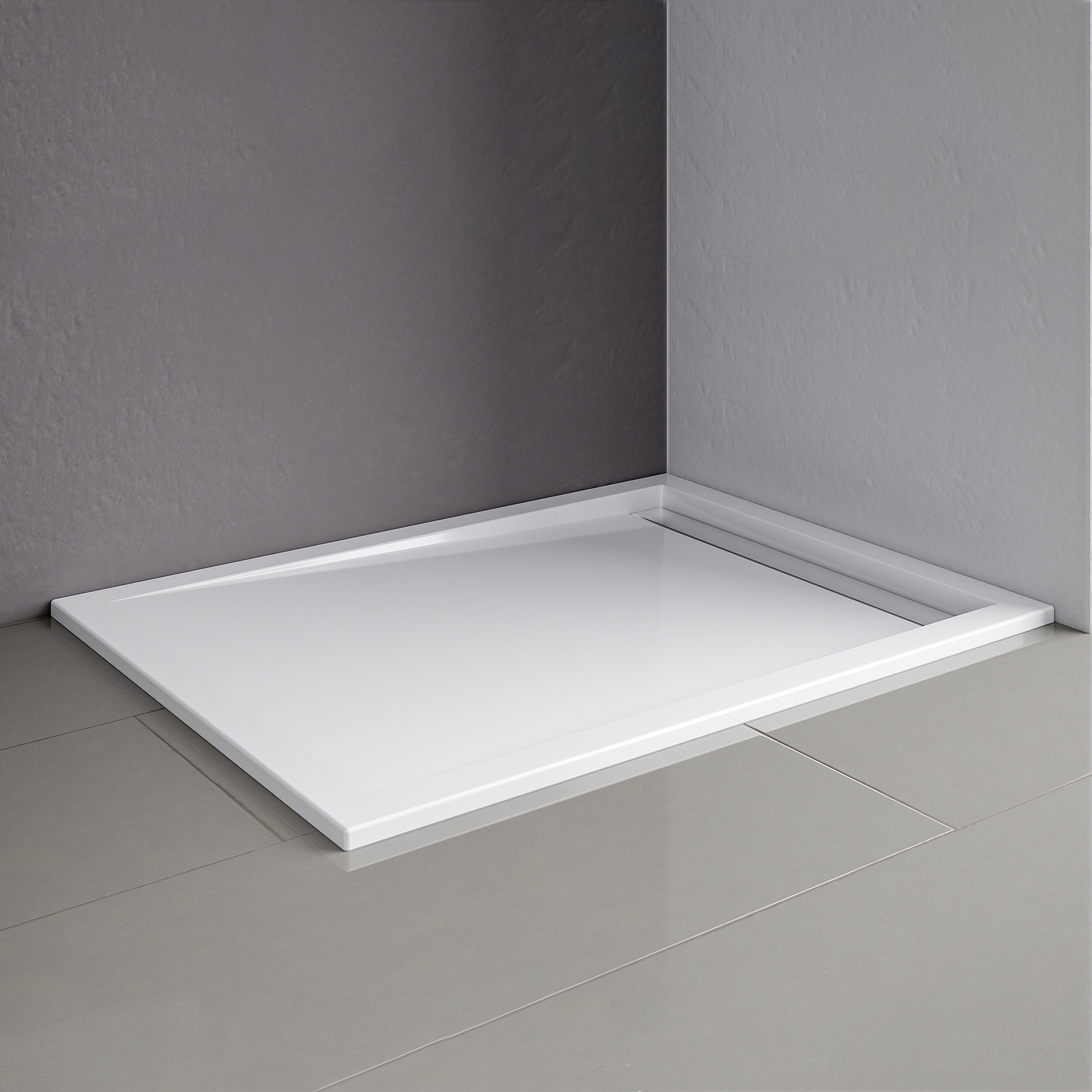 ExpressPlus Duschwanne Rinne (chrom) extraflach, alpinweiß, 90x100cm 1 ExpressPlus Duschwanne Rinne (chrom) extraflach, alpinweiß, 90x100cm