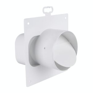 Adapter rund/eckig, Rohranschluss Ø 100 mm an Flachkanal 125, mit Rückstauklappe, weiß